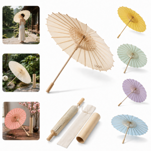 White DIY Mini Oil Paper Umbrella Kit