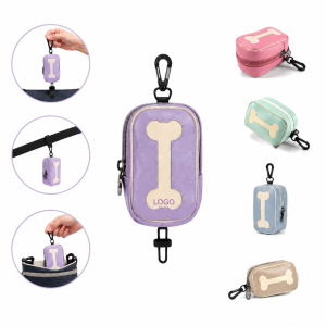 Clip-On Zippered Dog Waste Bag Holder with Treat Pocket