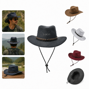Wide Brim Faux Leather Cowboy Hat